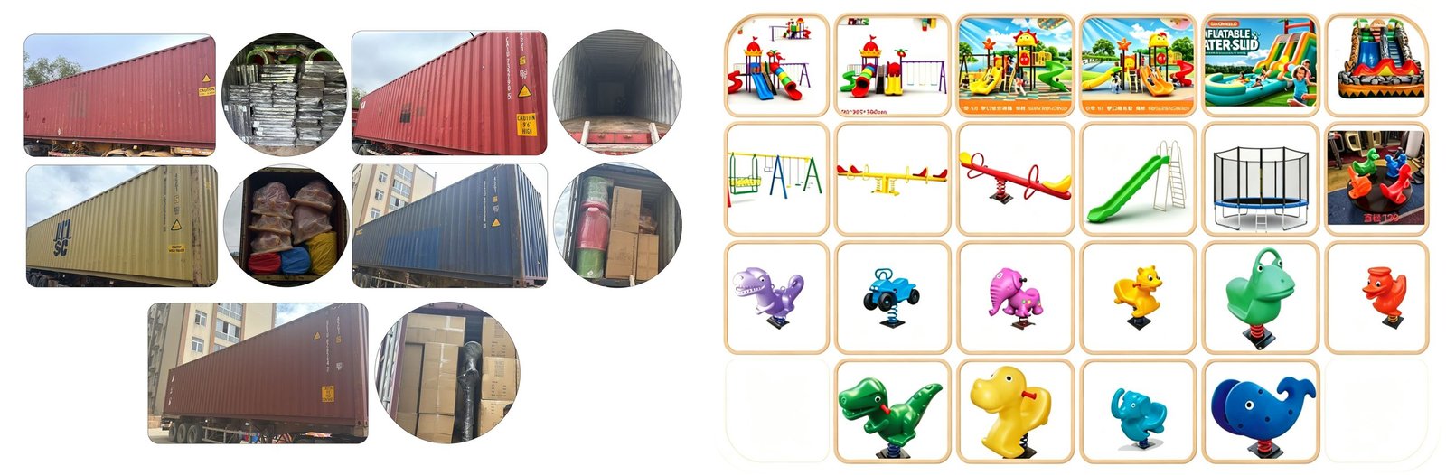 5 containers of playground equipment loaded and ready for shipment to ethiopia