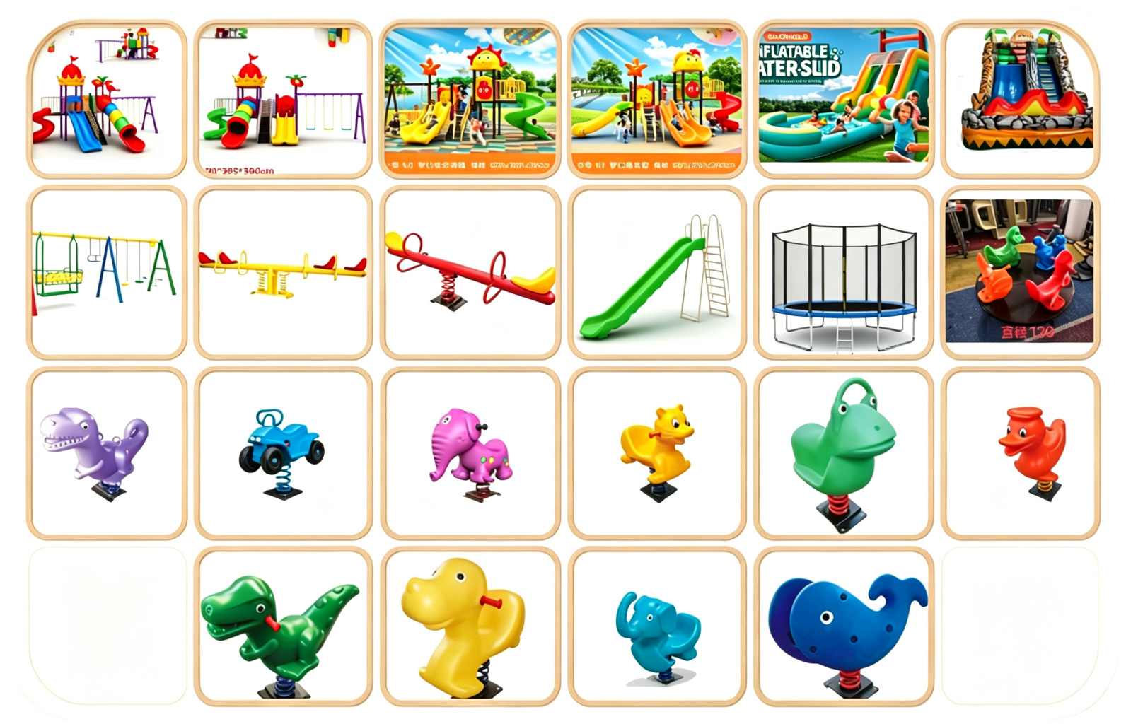 combination slides, swings, see saws, spring riders, inflatable slides and trampolines for ethiopia