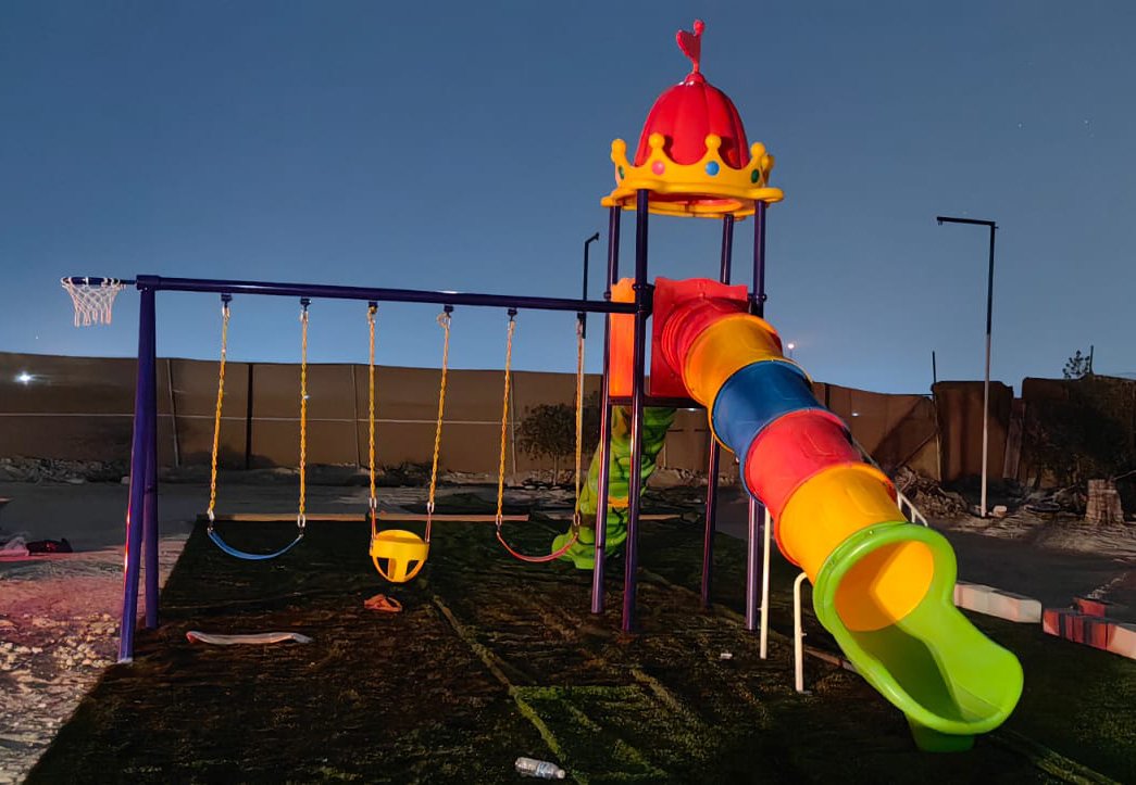 high platform combined swing & slide set