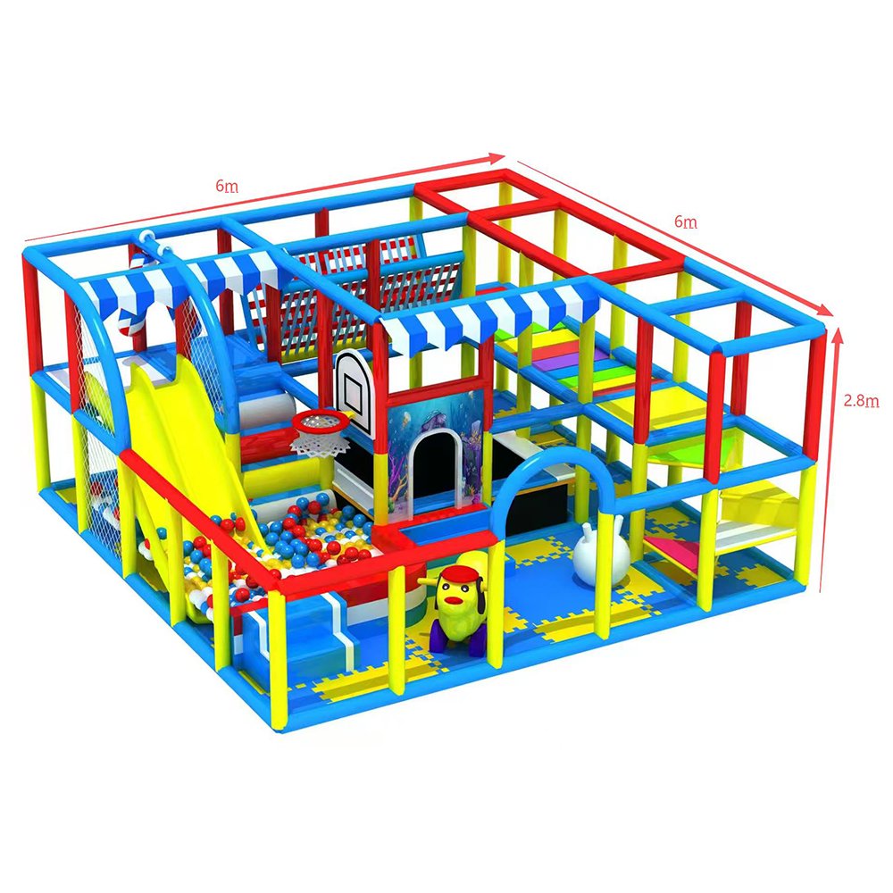 6x6m Custom Indoor Playground 3D Design for Middle East Client - Soft Play Center with Slide and Ball Pit.