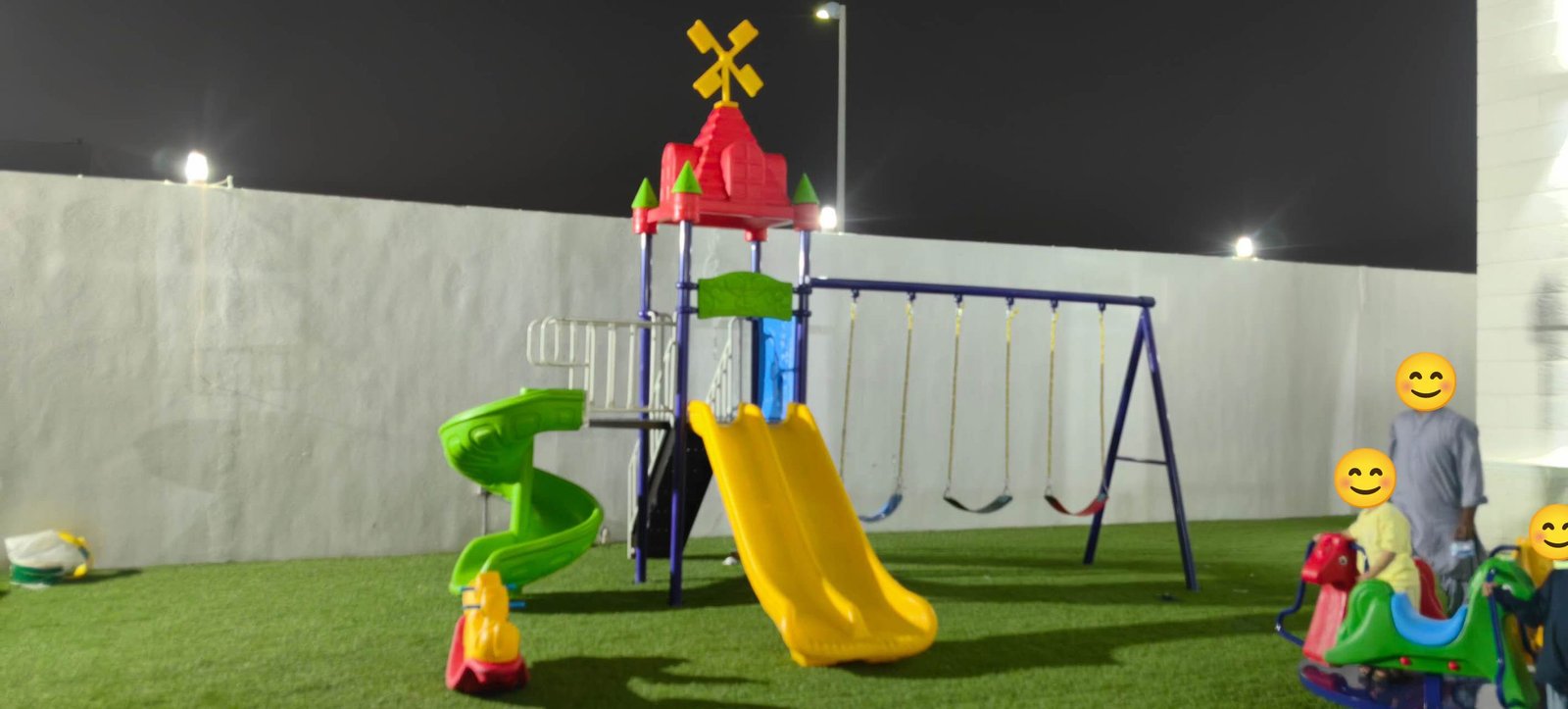Dubai Local Stock Project: Fast Delivery & Professional Installation of a Custom Outdoor Playground Dubai local stock outdoor playground installation with double slide and swing set