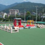 China custom playground PU sponge wooden equipment installation site"