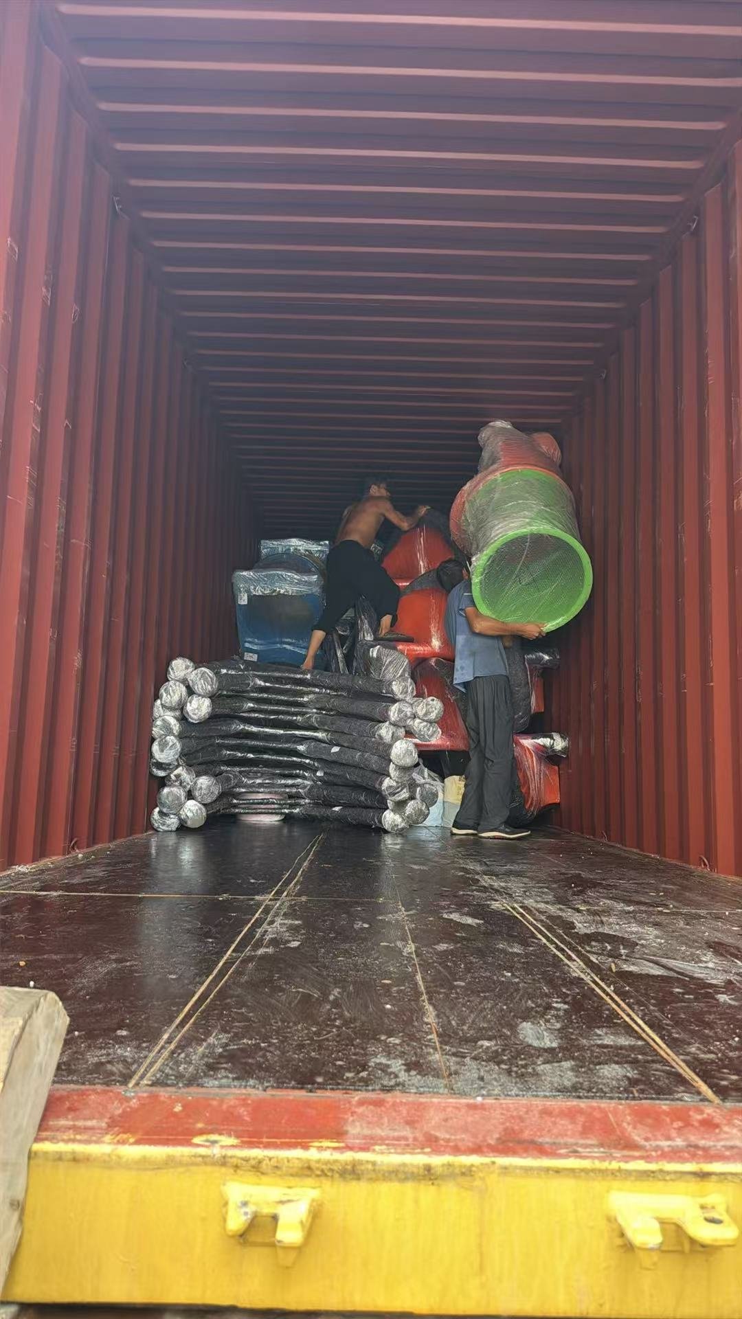 Two Containers of Playground Combination Slides Loaded and Shipped to Qatar playground slides Qatar container loading