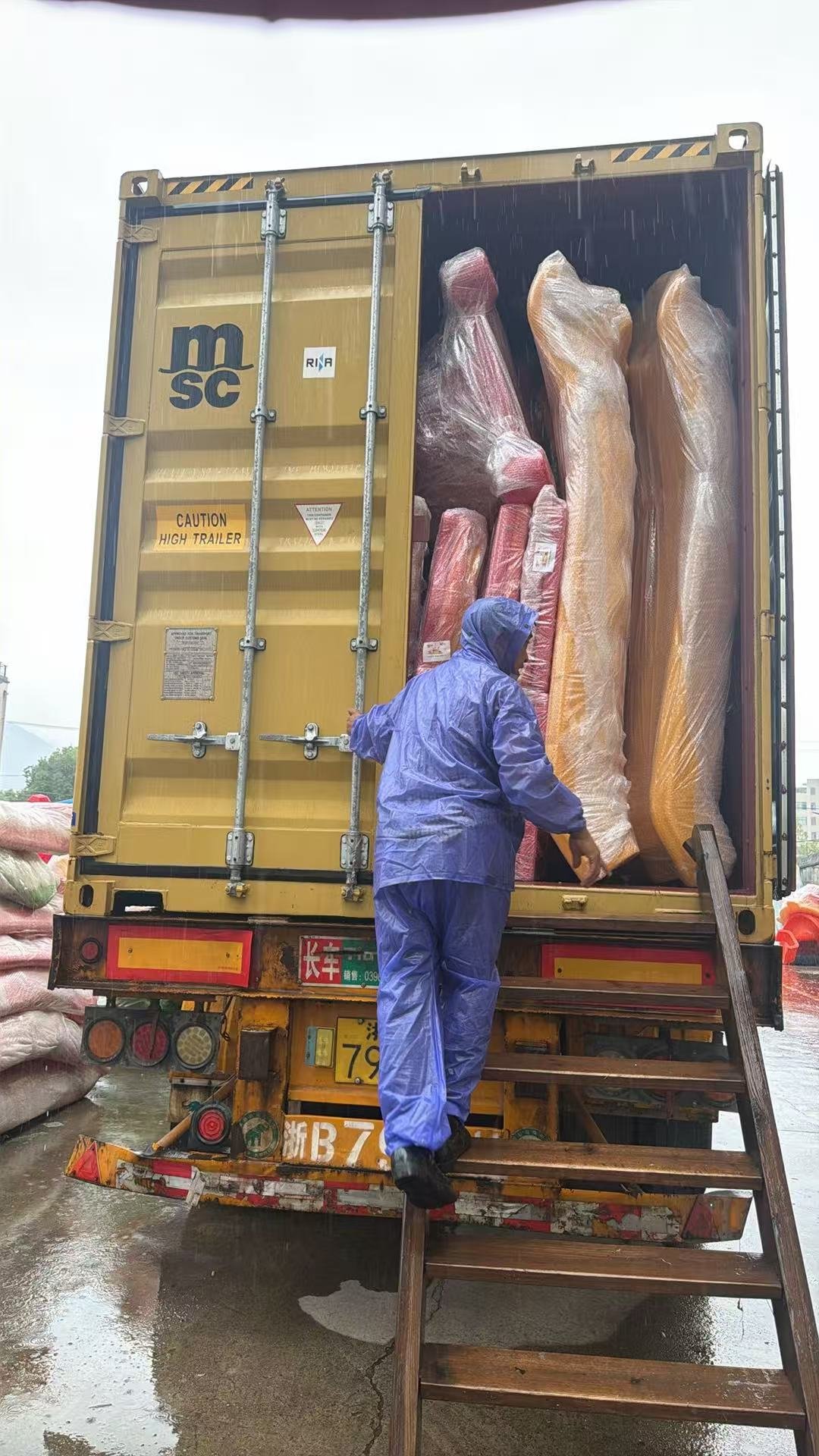 Two Containers of Playground Combination Slides Loaded and Shipped to Qatar playground slides Qatar container loading
